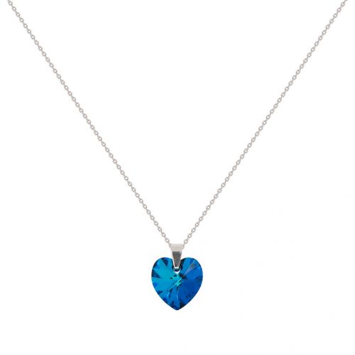 Collier, pendentif en pierre précieuse bleue en forme de cœur